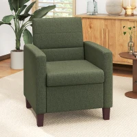 HOMCOM Fabric Accent Chair, Modern Armchair with Seat Cushion and Non-Slip Pads for Living Room, Bedroom, Dark Green(m-1)