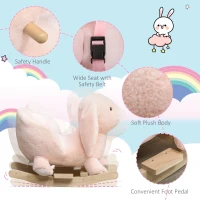 Qaba Rabbit Wooden Rocking Horse with Sound, Pink(m-5)