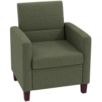 HOMCOM Fabric Accent Chair, Modern Armchair with Seat Cushion and Non-Slip Pads for Living Room, Bedroom, Dark Green(m-11)