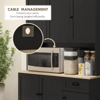 HOMCOM 71" Kitchen Pantry Buffet with Hutch Storage Cabinet Microwave Oven Stand with Drawer, Black(m-5)