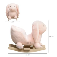 Qaba Rabbit Wooden Rocking Horse with Sound, Pink(m-3)