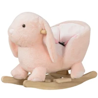 Qaba Rabbit Wooden Rocking Horse with Sound, Pink(m-11)
