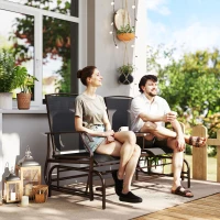 Outsunny Patio Glider Rocking Chair 2 Person Outdoor Loveseat Rocker Garden Furniture Bench, Black(m-8)