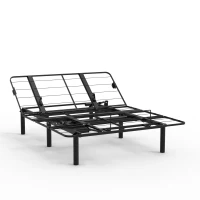 Queen Size Zero-Clearance Adjustable Bed Base with Head and Foot Incline, Quiet Motor, Dual USB A+C Ports, 79" L x 59" W x 15" H, Black(m-2)
