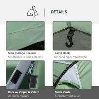 Outsunny Pop Up Camping Tent with Vestibule Waterproof Tent for 2-3 Person, Dark Green(m-5)