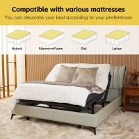 Ergonomic Queen Size Adjustable Bed with Massage, Zero Gravity Base, Wireless Remote, Under-Bed Nightlight, 79.5" L x 59.5" W x 12" H, Grey(m-7)