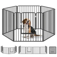 PawHut Dog Fence Outdoor 6 Panels 31.5" Height Steel Pet Exercise Pen Indoor, for Small and Medium Dogs(m-11)
