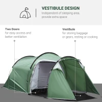 Outsunny Pop Up Camping Tent with Vestibule Waterproof Tent for 2-3 Person, Dark Green(m-4)