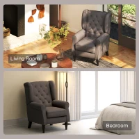 HOMCOM Modern Accent Chairs Button Tufted Armchair, Large Living Room Chair with Wood Legs, Rolled Arms, Thick Padding for Modern Homes, Brown(m-10)