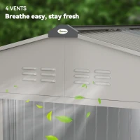 Outsunny 9.1' x 6.4' x 6.3' Garden Storage Shed w/ Foundation Kit Metal Tool Storage House w/ Double Doors Grey(m-10)