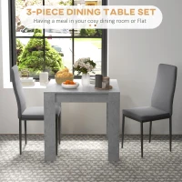 HOMCOM Dining Table Set for 2, Square Kitchen Table and Chairs, Dining Room Table and PU Leather Upholstered Chairs, Grey(m-4)