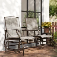 Outsunny Patio Glider Rocking Chair 2 Person Outdoor Loveseat Rocker Garden Furniture Bench, Flaxen(m-10)