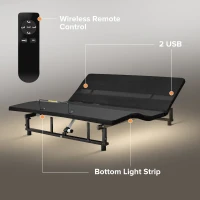 Adjustable Queen Bed Base Frame with Head and Foot Incline, Wireless Remote, Zero Gravity Quiet Motor, 79" L x 59" W x 13" H, Black(m-6)