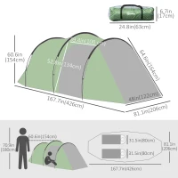 Outsunny Pop Up Camping Tent with Vestibule Waterproof Tent for 2-3 Person, Dark Green(m-3)