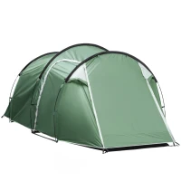 Outsunny Pop Up Camping Tent with Vestibule Waterproof Tent for 2-3 Person, Dark Green(m-11)