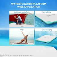 Outsunny 8' x 6' Water Floating Dock, Rafting Inflatable Island with Air Pump and Backpack for Pool, Beach, Ocean, Blue & Green(m-7)