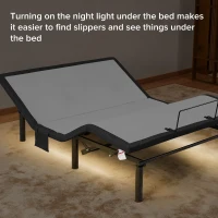 Ergonomic Queen Size Adjustable Bed with Massage, Zero Gravity Base, Wireless Remote, Under-Bed Nightlight, 79.5" L x 59.5" W x 12" H, Grey(m-6)