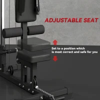 Soozier Lat Pull Down Machine, High / Low Pulley Machine with Adjustable Seat and Flip-Up Footplate, Black(m-6)