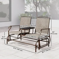 Outsunny Patio Glider Rocking Chair 2 Person Outdoor Loveseat Rocker Garden Furniture Bench, Flaxen(m-3)