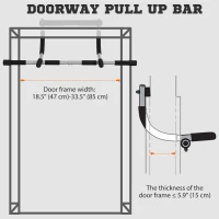 Soozier Pull-Up Bar for Doorway, Home Fitness Door Horizontal Chin up Bar for Indoor Gym Upper Body Workout, Grey(m-9)