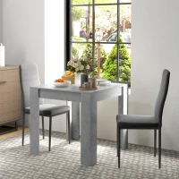 HOMCOM Dining Table Set for 2, Square Kitchen Table and Chairs, Dining Room Table and PU Leather Upholstered Chairs, Grey(m-8)