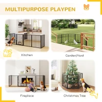 PawHut 6 Panels Dog Playpen, Foldable Portable Pet Playpen with Door, for Small & Medium Dogs, 30"H(m-4)