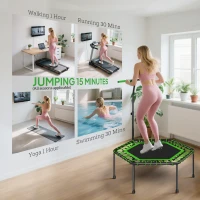 Soozier 45" Rebounder Trampoline for Adults, Mini Fitness Trampoline Bungee Rebounder with 3-Level Adjustable Handle(m-7)