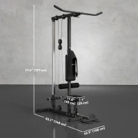 Soozier Lat Pull Down Machine, High / Low Pulley Machine with Adjustable Seat and Flip-Up Footplate, Black(m-3)