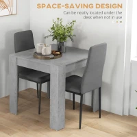 HOMCOM Dining Table Set for 2, Square Kitchen Table and Chairs, Dining Room Table and PU Leather Upholstered Chairs, Grey(m-6)