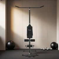 Soozier Lat Pull Down Machine, High / Low Pulley Machine with Adjustable Seat and Flip-Up Footplate, Black(m-10)