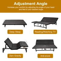 Adjustable Queen Bed Base Frame with Head and Foot Incline, Wireless Remote, Zero Gravity Quiet Motor, 79" L x 59" W x 13" H, Black(m-4)