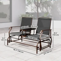 Outsunny Patio Glider Rocking Chair 2 Person Outdoor Loveseat Rocker Garden Furniture Bench, Black(m-3)
