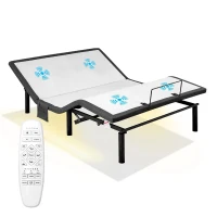 Ergonomic Queen Size Adjustable Bed with Massage, Zero Gravity Base, Wireless Remote, Under-Bed Nightlight, 79.5" L x 59.5" W x 12" H, Grey(m-2)