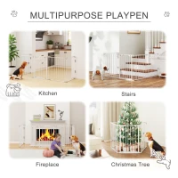 PawHut Foldable Dog Playpen Indoor for Small Medium Dogs with Door, for Stairway, Doorway, Hallway, White(m-4)