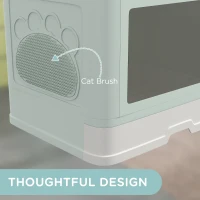 PawHut Cat Litter Box, Front Enter & Top Exit Cat Litter Tray with Scoop, Pull-out Tray, Easy to Clean, Green(m-6)