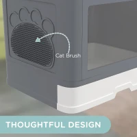 PawHut Cat Litter Box, Front Enter & Top Exit Cat Litter Tray with Scoop, Pull-out Tray, Easy to Clean, Grey(m-6)