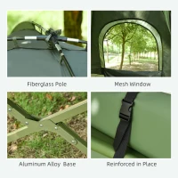 Outsunny 2-Person Tent Cot, 4-in-1 Folding Tent Combo with Air Mattress, Foot Pump, Carry Bag, Off Ground Travel Cot for Camping, Hiking, Backpacking(m-8)