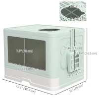 PawHut Cat Litter Box, Front Enter & Top Exit Cat Litter Tray with Scoop, Pull-out Tray, Easy to Clean, Green(m-3)