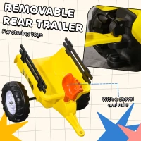 Aosom Kids Ride on Tractor with Back Trailer, Shovel & Rake, Horn, Pedal Go Kart for 3 Years Old, Yellow(m-5)