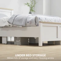 HOMCOM Twin Bed Frame with Headboard, Modern Platform Bed Frame with Wooden Slats, No Box Spring Needed, Easy Assembly, White(m-4)