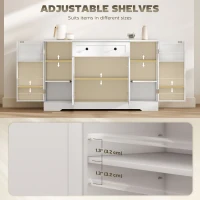 HOMCOM Sideboard Buffet Cabinet, Farmhouse Coffee Bar Cabinet with Door Shelves, Adjustable Shelves, Drawer, Barn Doors, White(m-6)