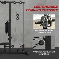 Soozier Lat Pull Down Machine, High / Low Pulley Machine with Adjustable Seat and Flip-Up Footplate, Black(m-5)