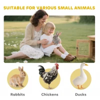 PawHut Wooden Rabbit Hutch with Wheels, Run, Slide-out Tray for Small Animals, Guinea Pig, Yellow(m-9)