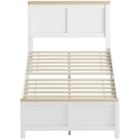 HOMCOM Twin Bed Frame with Headboard, Modern Platform Bed Frame with Wooden Slats, No Box Spring Needed, Easy Assembly, White