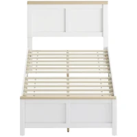 HOMCOM Twin Bed Frame with Headboard, Modern Platform Bed Frame with Wooden Slats, No Box Spring Needed, Easy Assembly, White(m-1)