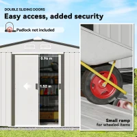 Outsunny 9.1' x 6.4' x 6.3' Garden Storage Shed w/ Foundation Kit Metal Tool Storage House w/ Double Doors Silver(m-5)