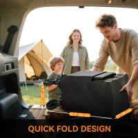 Outsunny Double Decker Folding Wagon Cart, 450LBS & 350L Capacity Collapsible Garden Cart for Camping Sports Shopping and Beach(m-6)