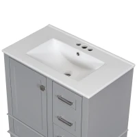 Modern Bathroom Vanity with Sink Combo, Solid Wood Frame, Ample Storage Cabinet with Soft-Close Door, 30" L x 18" W x 34" H, Grey(m-10)
