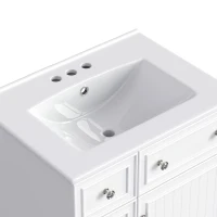 24" Bathroom Vanity Cabinet with 2 Drawers and 1 Door, Ceramic Sink, Cabinet with Solid Wood Construction, 24" L x 18.5" W x 34.5" H, White(m-11)