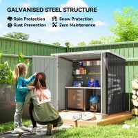 Outsunny 5x3 Metal Garden Storage Shed with Double Door, Durable Metal Shed for Garden, Patio, Lawn, Black(m-4)
